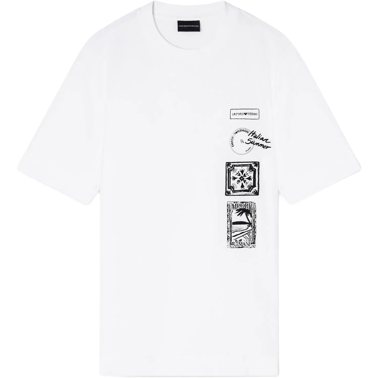 Футболка с принтом crewneck EMPORIO ARMANI, Ecru-U0003