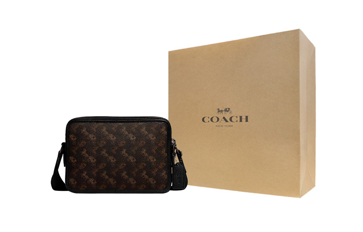 

Coach Сумка через плечо из натуральной кожи с ПВХ-покрытием, средняя, мужская, коричневая