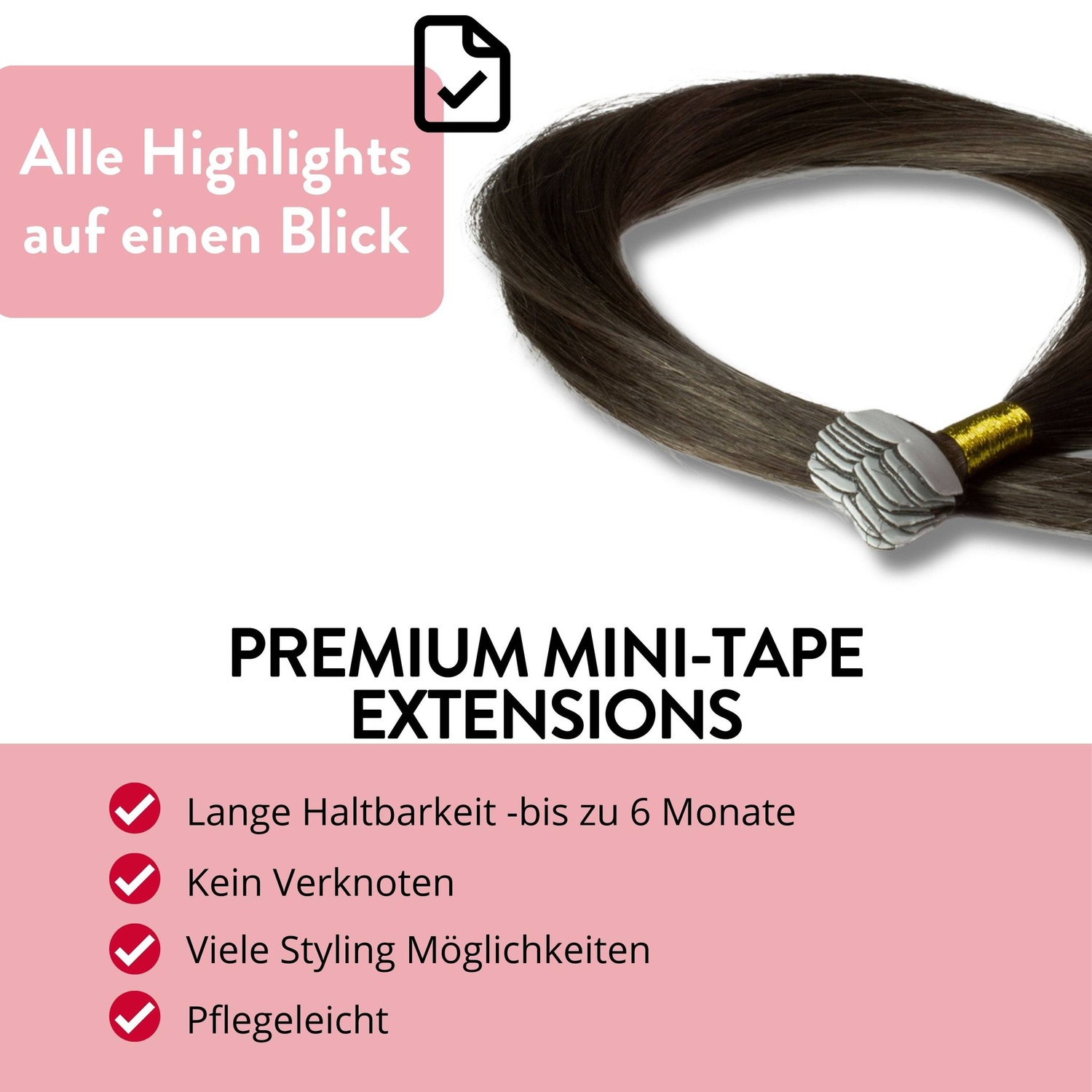 Накладные волосы mini tape extensions premium echthaar #6/0 dunkelblond Hair2Heart, 50cm, количество 12 шт. — фото 3