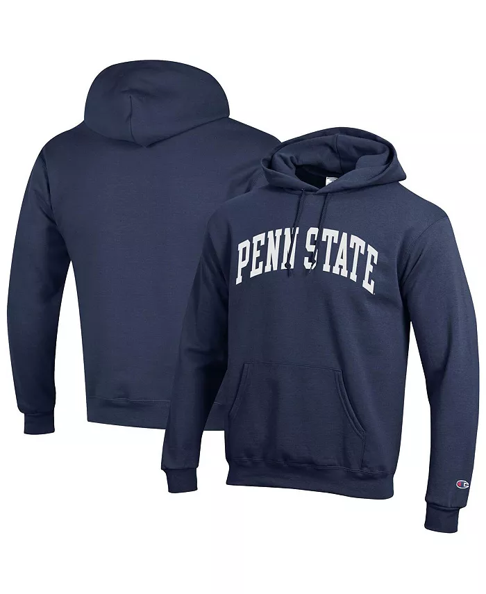 

Мужской базовый флисовый худи с капюшоном и арочным принтом Penn State Nittany Lions в темно-синем цвете Champion