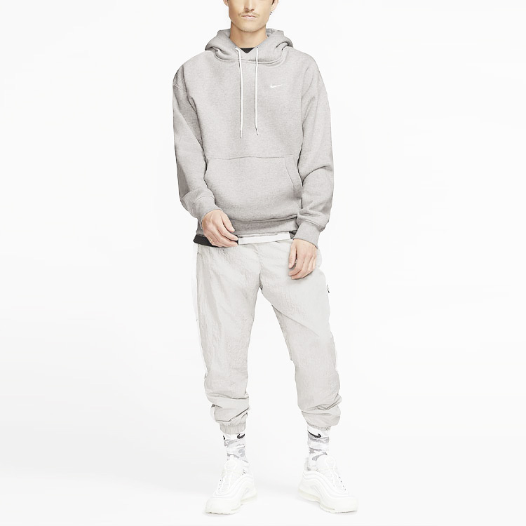 Флисовая толстовка с капюшоном Solo Swoosh Asia Sizing Nike, серо-белая — фото 4