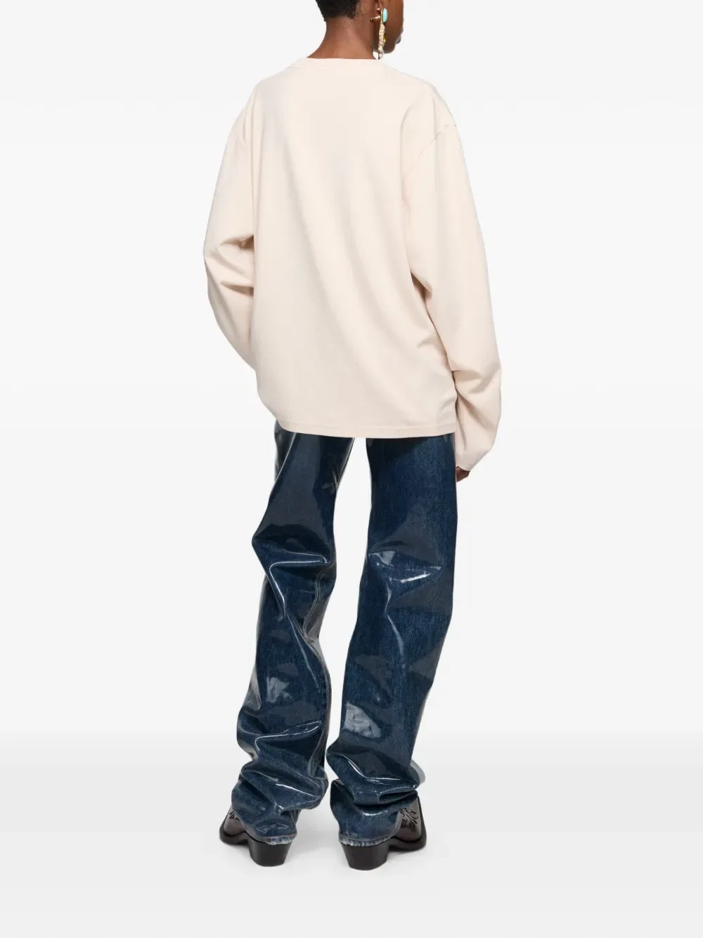 Футболка с длинными рукавами и принтом логотипа Acne Studios, нейтральный — фото 3