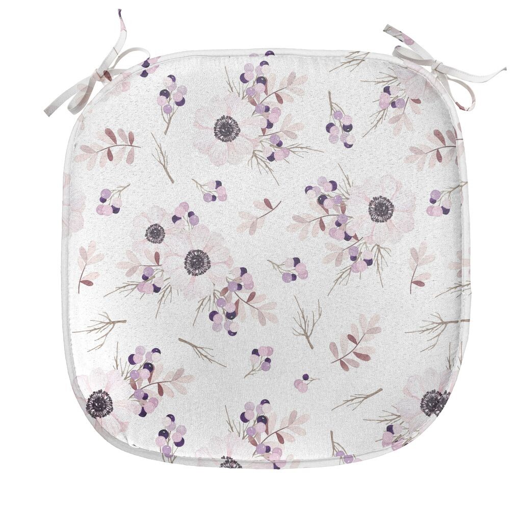 

ABAKUHAUS Anemone, подушка для обеденного стула, свадебная, романтическая, декоративная, водонепроницаемая подушка с ремнями для кухонных сидений, 40 см x 40 см, детский розовый, фиолетовый, фиолетовый, белый