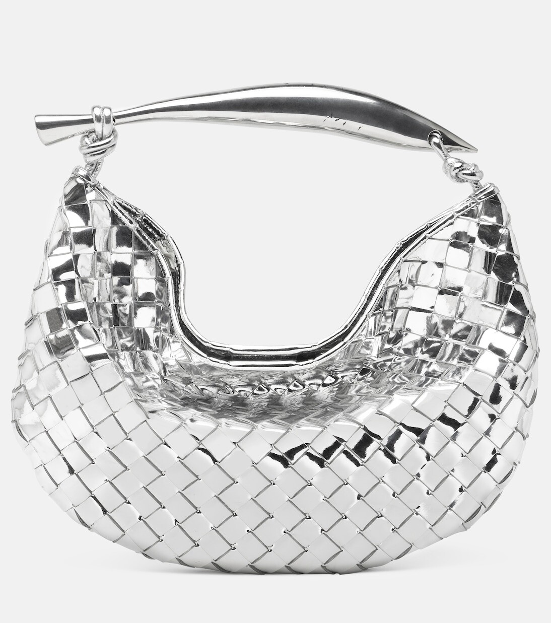 

Маленькая кожаная сумка-тоут sardine с зеркалом Bottega Veneta, серебро