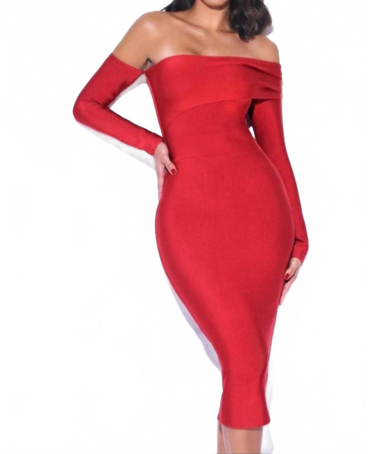 

Shayla Bandage One Shoulder In Red Miss Circle