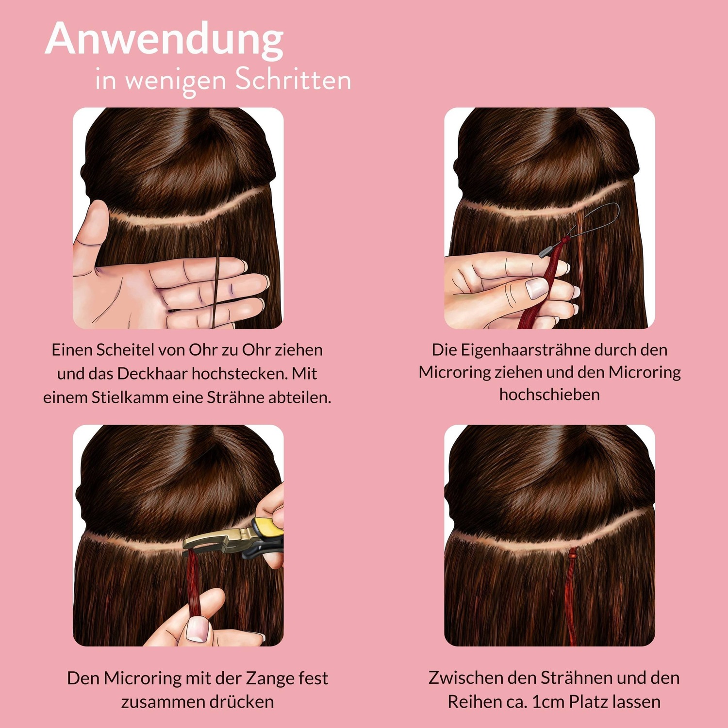 Накладные волосы microring extensions echthaar #8/43 hellblond rot-gold 0.5g Hair2Heart, 60cm, количество 25 шт. — фото 4
