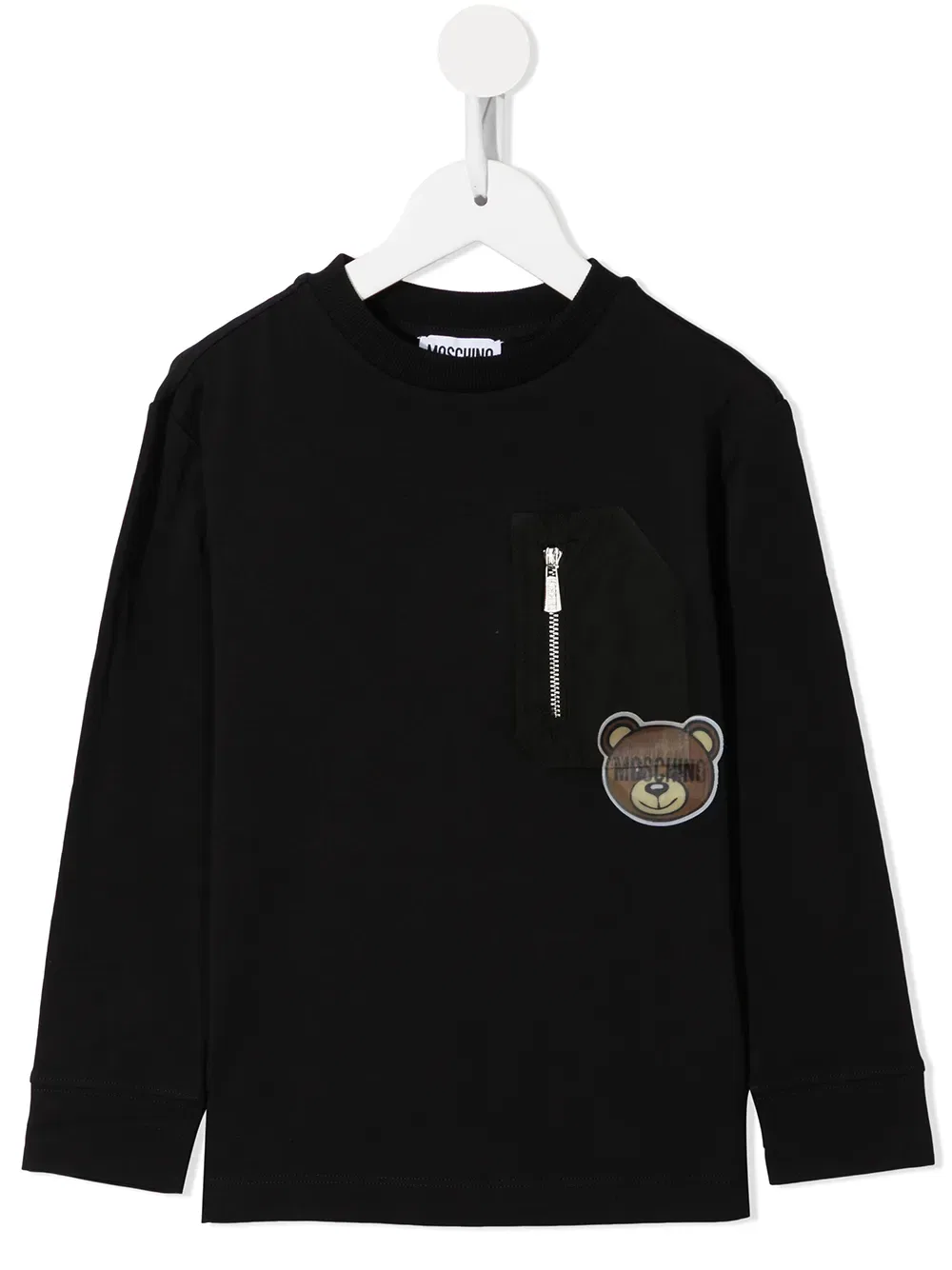 Футболка с нашивкой в виде плюшевого мишки Moschino Kids, черный