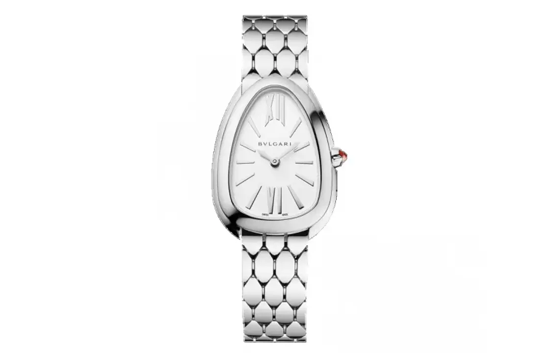 

BVLGARI Часы Serpenti Series Wrist Watch Quartz Movement Stainless Steel Watchband White Dial Women's Watch 103141, Silver White
