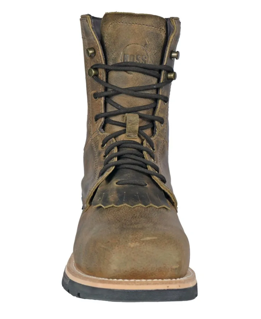 Мужские рабочие ботинки HOSS Brisbee Lacer 8 Inch Distressed Lace Up Kiltie Composite Toe Hoss Boot Company, коричневый — фото 4
