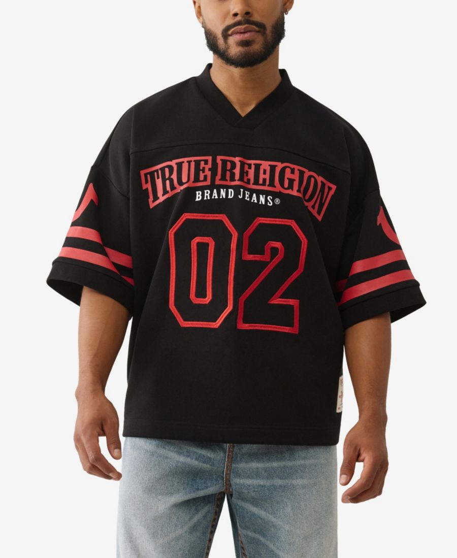 

Мужская трикотажная футболка с V-образным вырезом для футбола True Religion, Jet Black, Черный, Мужская трикотажная футболка с V-образным вырезом для футбола True Religion, Jet Black
