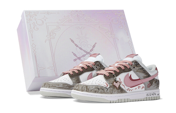 

Кроссовки Nike Dunk Skateboarding Shoes Women's Low-top Pink/Brown, белый