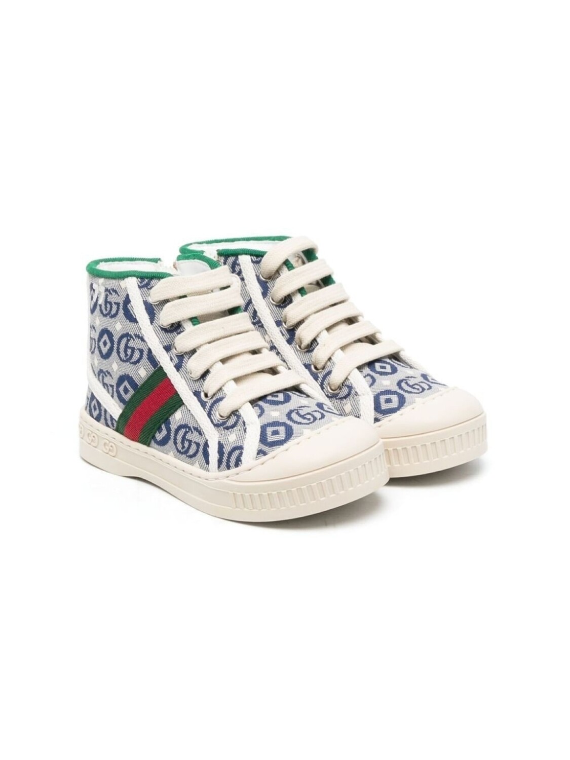 

Gucci Kids высокие кеды с узором GG Dots, синий