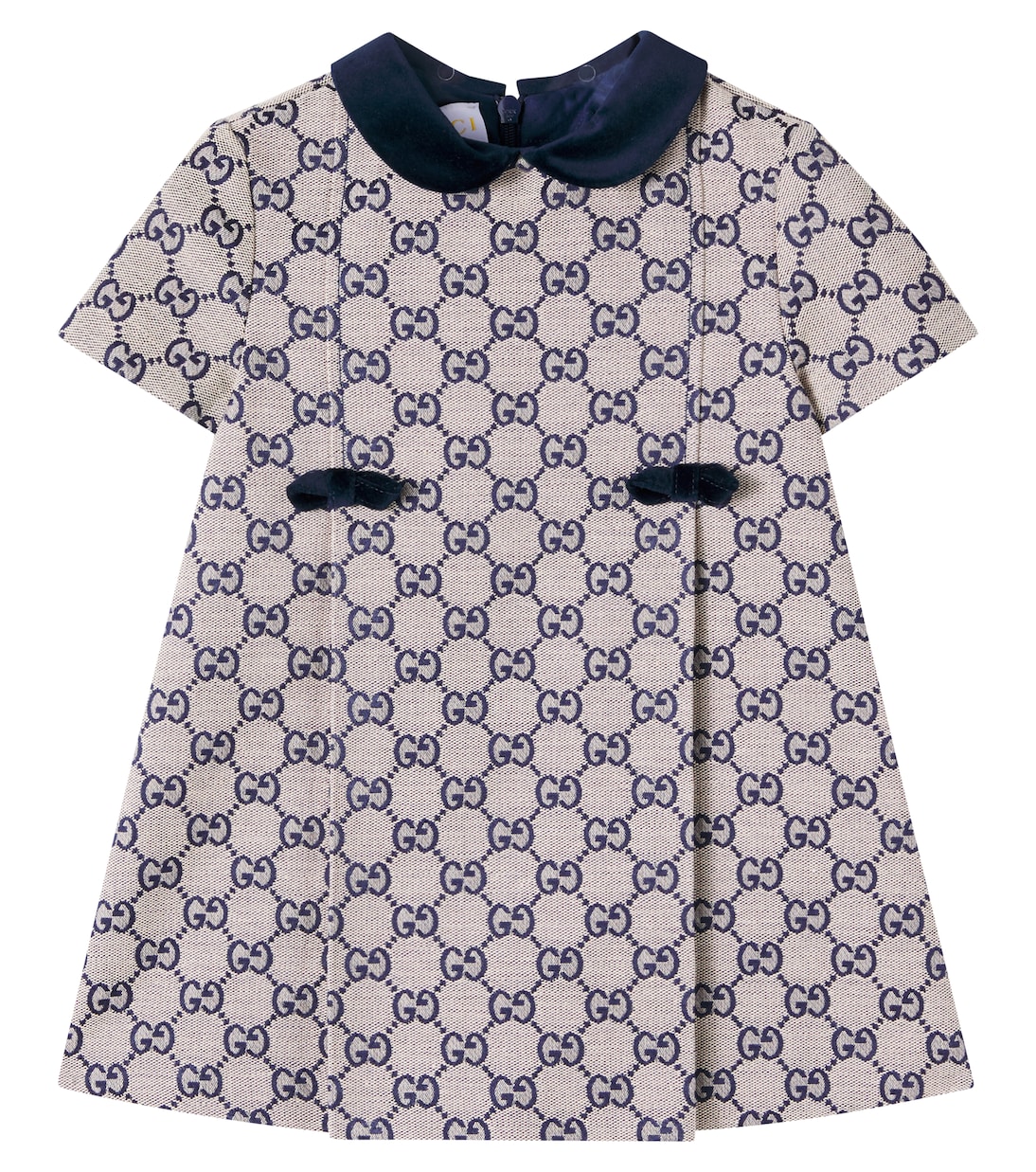 Платье Baby GG Canvas из хлопковой смеси Gucci Kids, Oatmilk/Blue