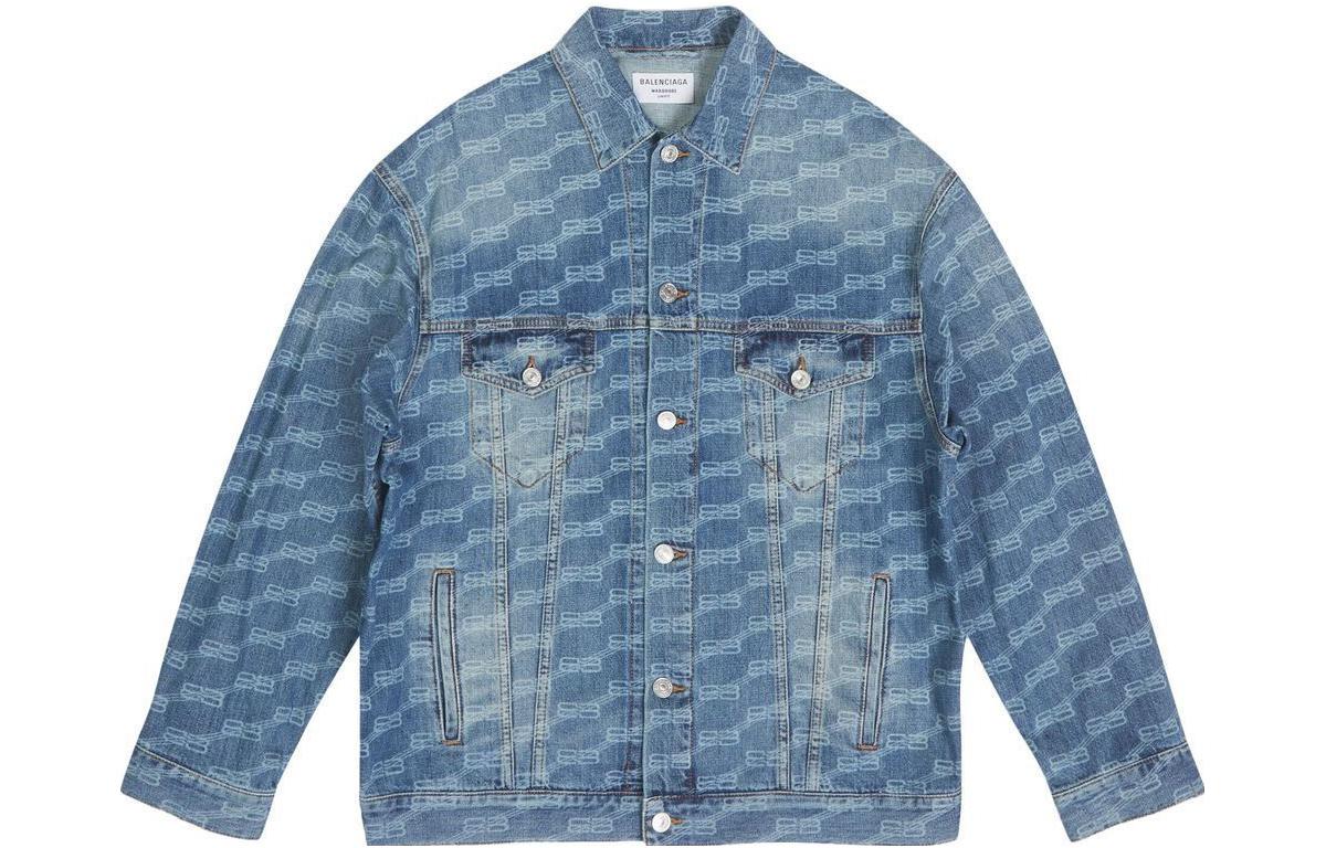

Джинсовая куртка Balenciaga с логотипом All Over Bb Monogram, синяя, Синий, Джинсовая куртка Balenciaga с логотипом All Over Bb Monogram, синяя