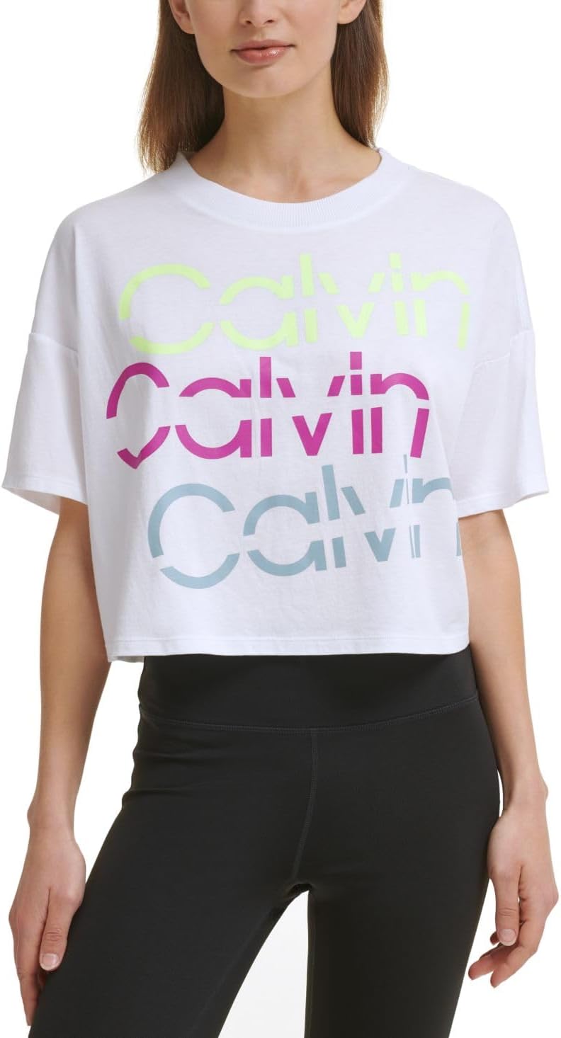 

Женская укороченная футболка с логотипом Calvin Klein Performance, White, Белый, Женская укороченная футболка с логотипом Calvin Klein Performance, White