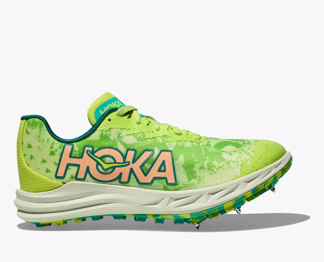 Кроссовки Hoka One One Crescendo XC Men US 11.5 Lettuce Electric Lime Spikes Cleats TF1723, зеленый — фото 2