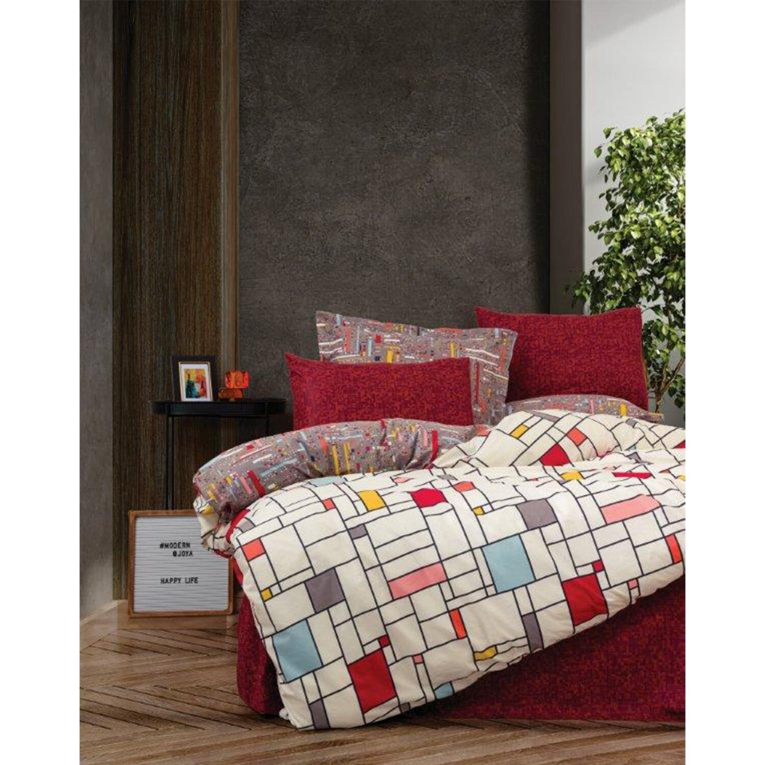 

Комплект постельного белья Cotton Box Modern Ranforce Joya-Бордовый Красный