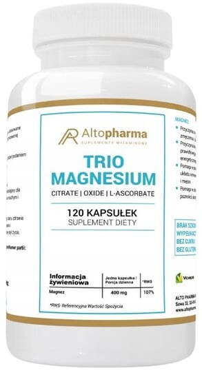 

Alto Pharma, Комплекс трио магния 400 мг, 120 капсул.