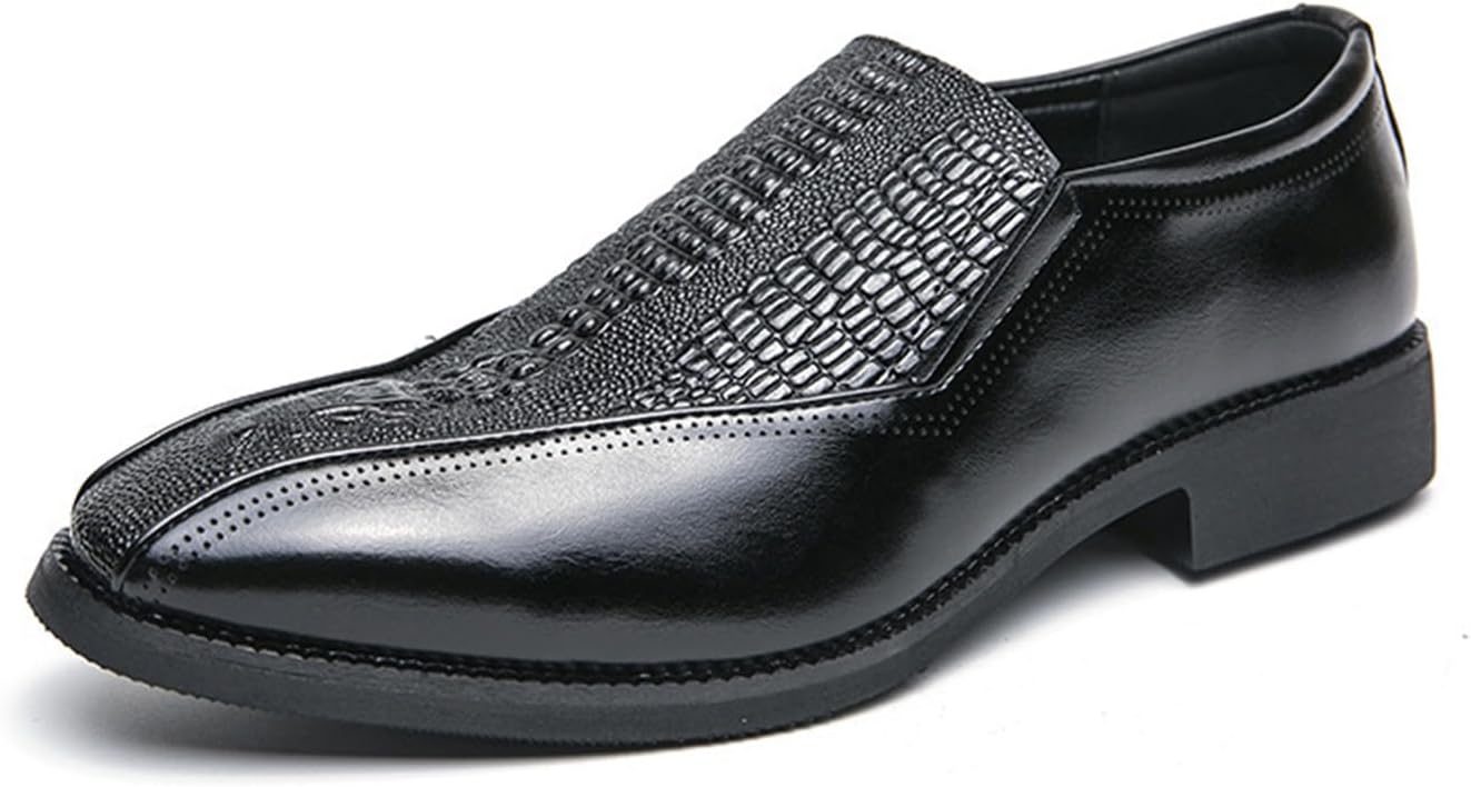 

Мужские винтажные оксфорды из кожи с принтом, заостренный носок, комфортные, с противоскользящей толстой подошвой, лоферы для классической офисной работы и деловой обуви Neuugo, черный