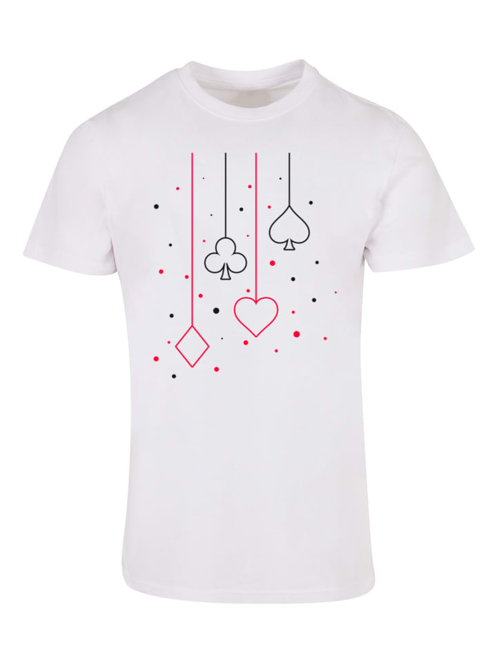 

F4NT4STIC Футболка с изображением сердец, бубнов, треф и пик белого цвета, Белый, F4NT4STIC Футболка с изображением сердец, бубнов, треф и пик белого цвета