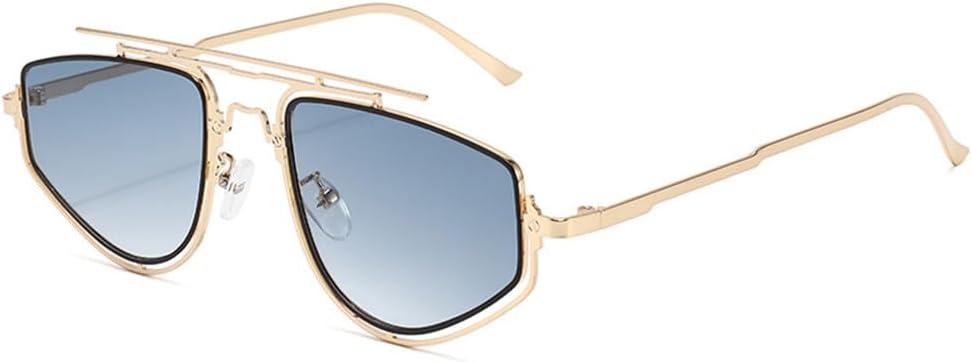 

Мужские солнцезащитные очки ретро, двойная перемычка, металлическая оправа, градиентное зеркальное покрытие, UV400. Женские солнцезащитные очки HPIRME для активного отдыха, Golden Blue Gradient