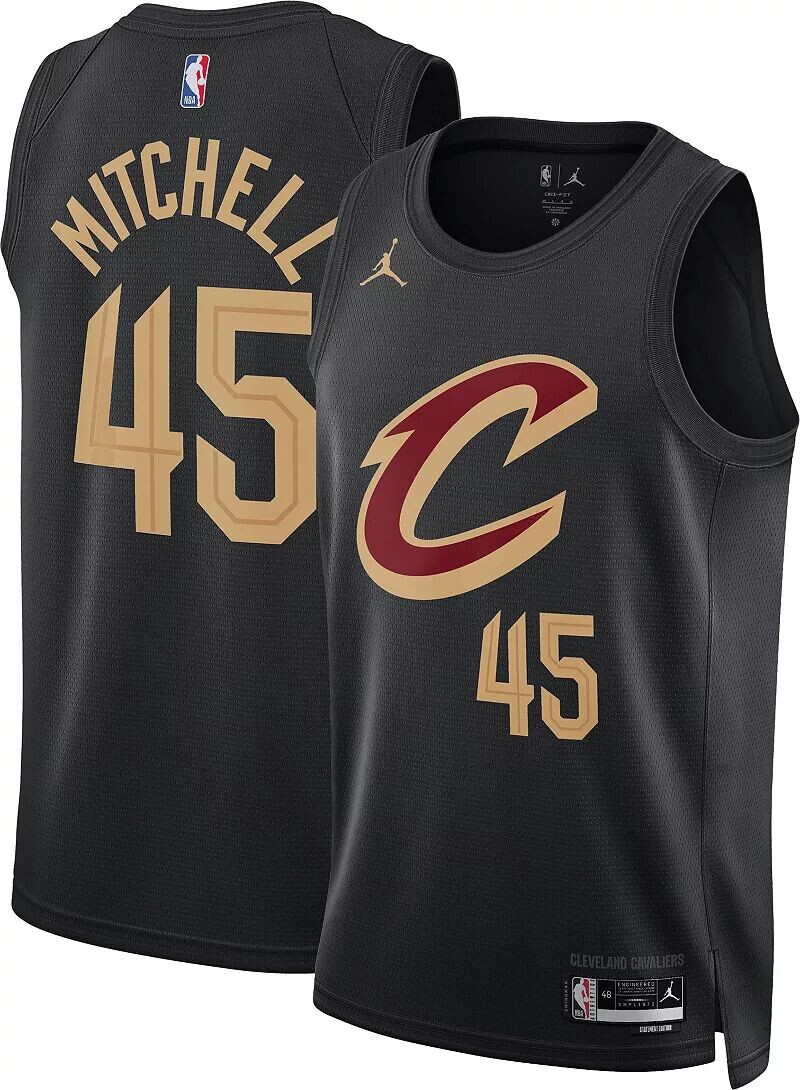 

Jordan Мужская черная майка Nike Cleveland Cavaliers Donovan Mitchell #45 Dri-FIT Swingman