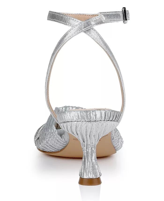 Женские босоножки на каблуке-китенке Jewel Badgley Mischka, серебро — фото 3