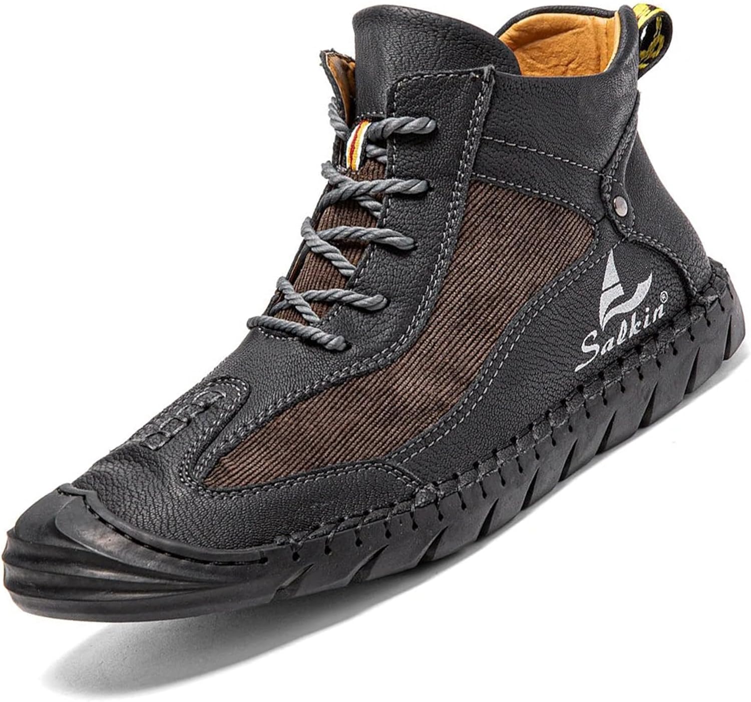 

Мужские повседневные высокие кожаные ботинки DEVILEYEZE, ручной работы, модные, на шнуровке, с нескользящей подошвой, ботинки-чанка для улицы, комфортные, ретро для прогулок и вождения, черный