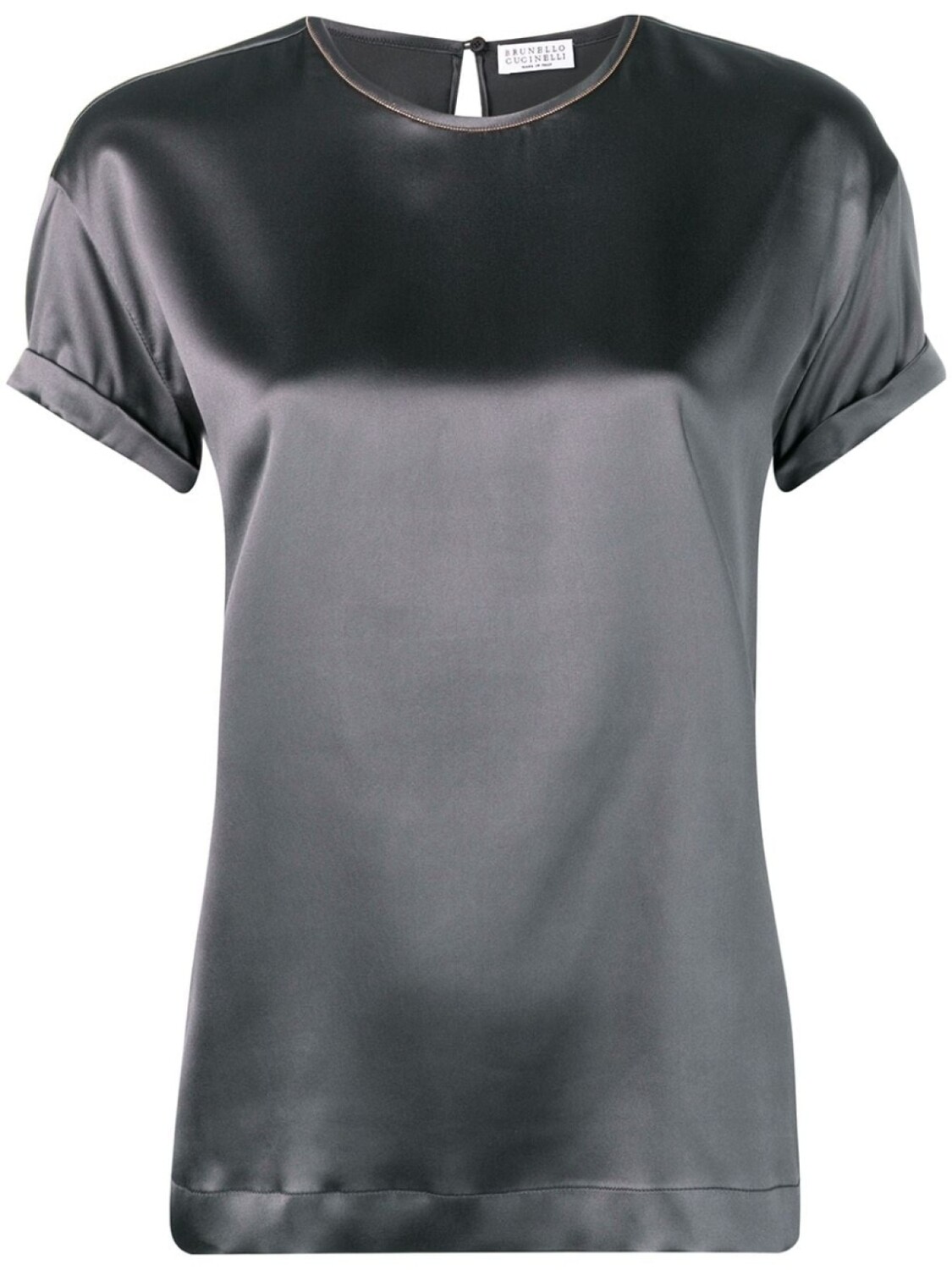 

Brunello Cucinelli атласная блузка с короткими рукавами, серый