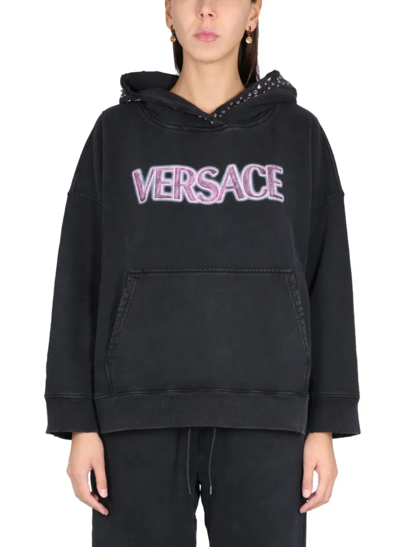 Толстовка с заклепками Versace, черный