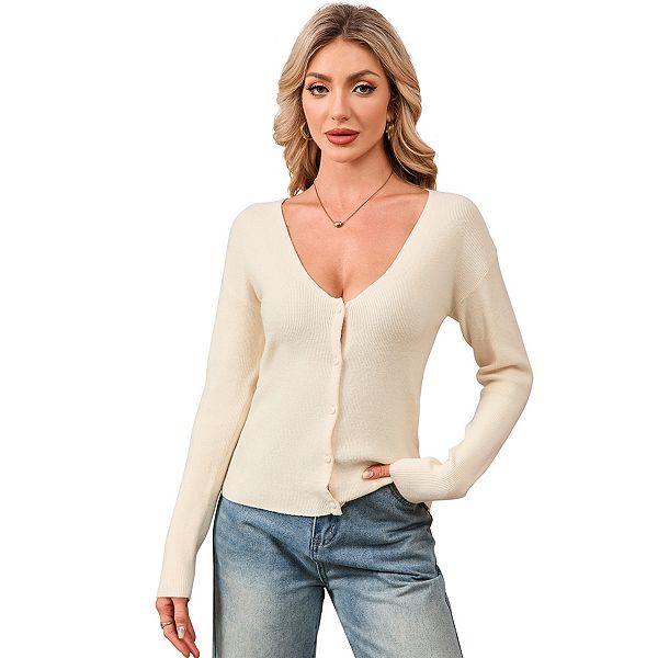 

Женский кардиган slim fitted с пуговицами Kojooin, Beige