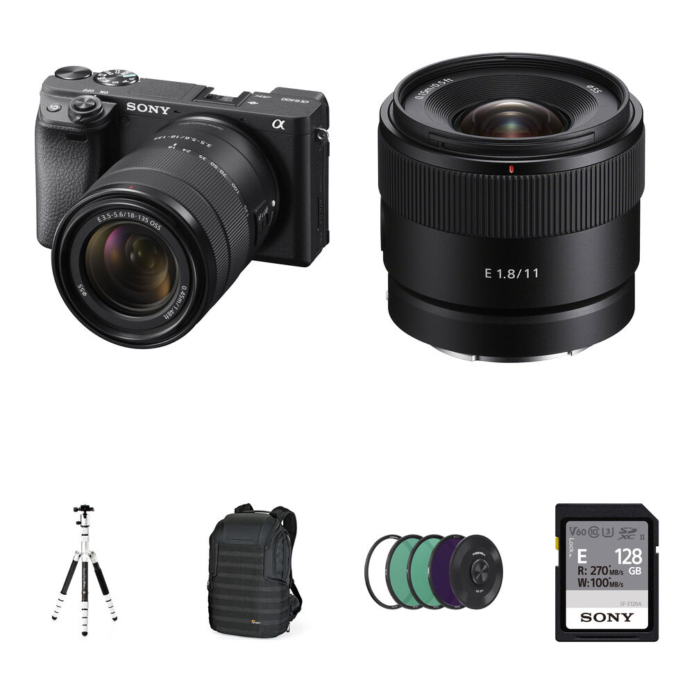 

Беззеркальная камера Sony a6400 Mirrorless Camera with 11mm and 18-135mm Lenses and