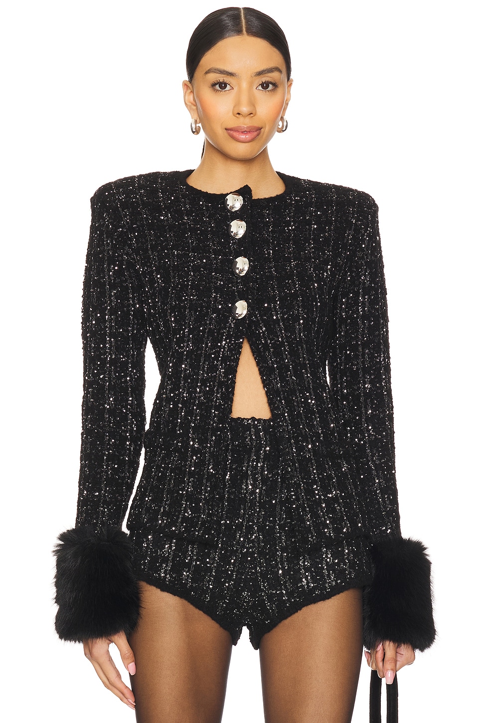 

Твидовый жакет Hilary Retrofete, black & silver