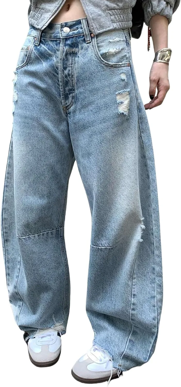 

Женские джинсы в леопардовом принте low rise wide leg Soosuihoo