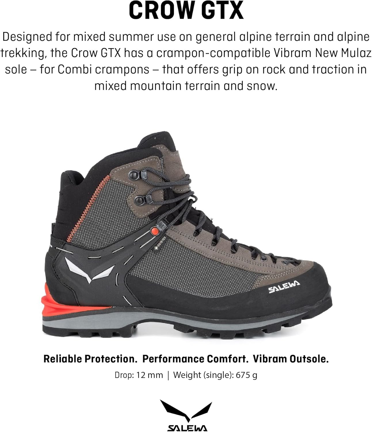 Мужские треккинговые ботинки Salewa Crow GTX с водонепроницаемой мембраной Gore-Tex для походов, скалолазания и альпинизма, оранжевый — фото 4