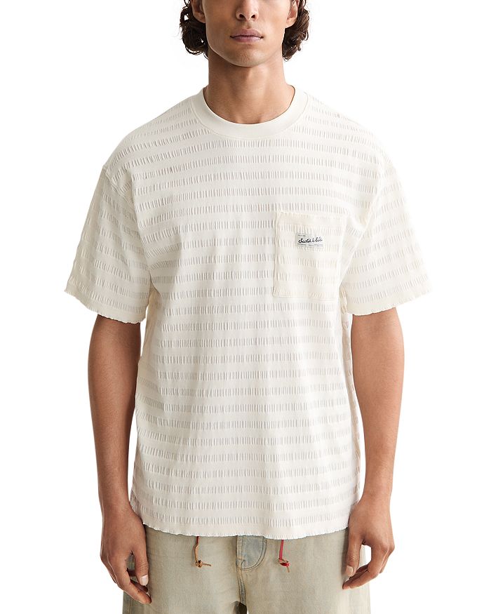 

Футболка с карманом в полоску Relaxed Fit Scotch & Soda, слоновая кость/кремовый