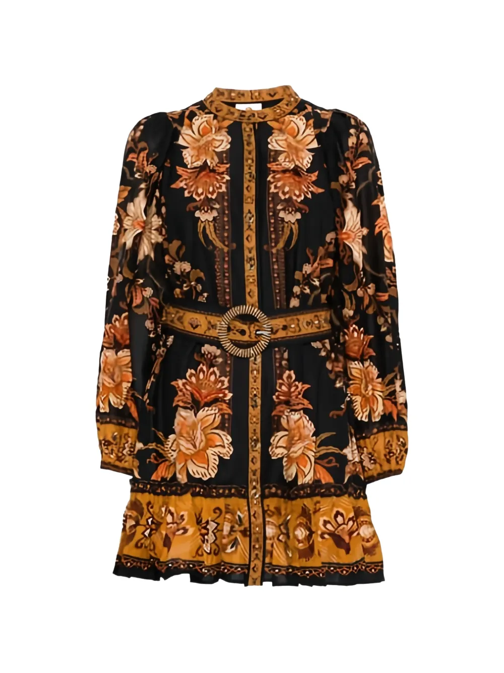 

Мини-платье с цветочным узором и поясом Farm Rio, черный