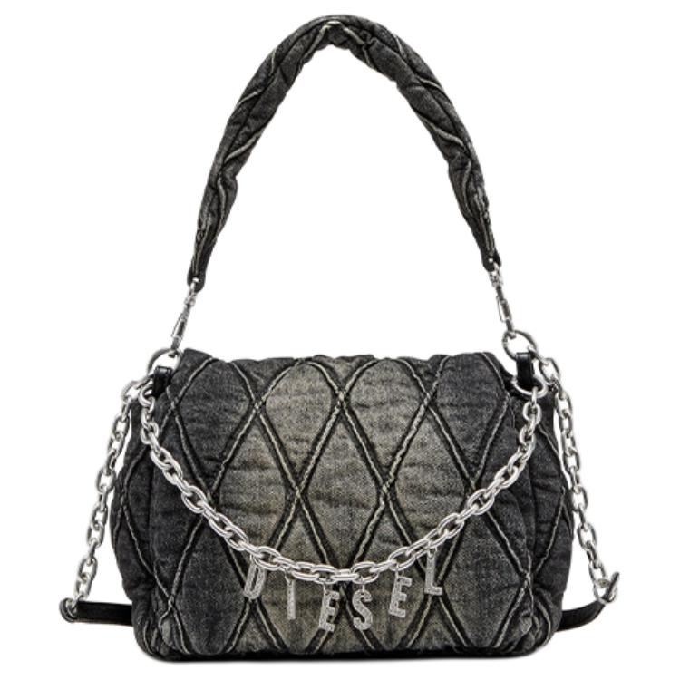 

DIESEL Квилтинговая джинсовая сумка, средняя женская сумка через плечо black