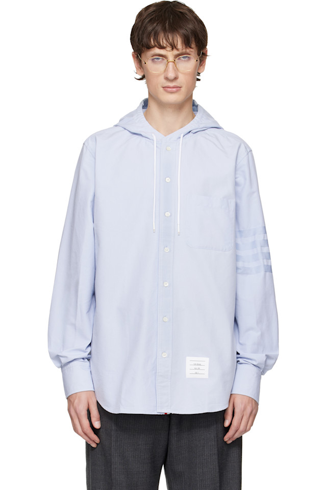 

Thom Browne Синяя толстовка прямого кроя с длинными рукавами