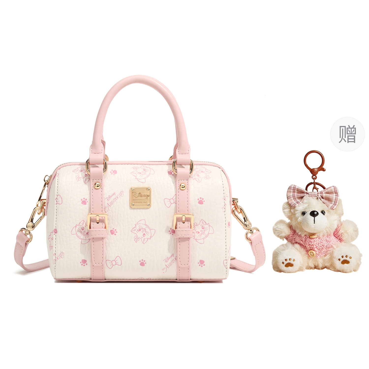 

Disney Женская розовая бархатная сумка из искусственной кожи, White[Free Marie Cat Collection Limited Edition Box+Charm]