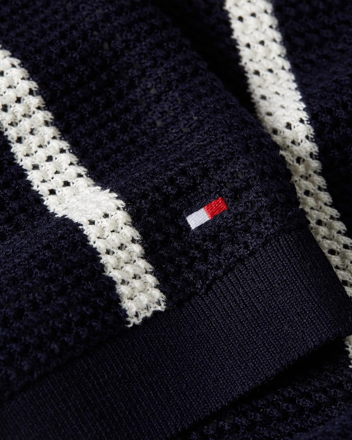 Мужская структурированная трикотажная рубашка Tommy Hilfiger с коротким рукавом, стандартного кроя, Ivory Petal / Desert Sky — фото 4