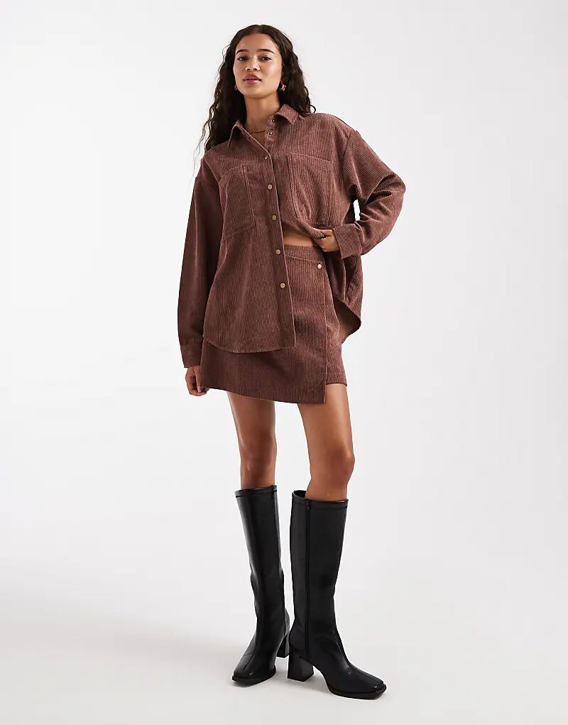 

Юбка-накидка ASOS DESIGN из вельвета коричневого цвета