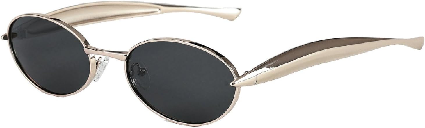 

Ретро овальные солнцезащитные очки для женщин, модные металлические, маленькие, в стиле Y2K, винтажные, 90-е, защита от ультрафиолета UV400, PS33333 Melrose, Gold Grey