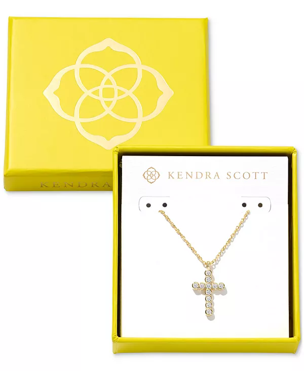 

Ожерелье с подвеской в виде хрустального креста, покрытого 14-каратным золотом, 19 дюймов Kendra Scott, white