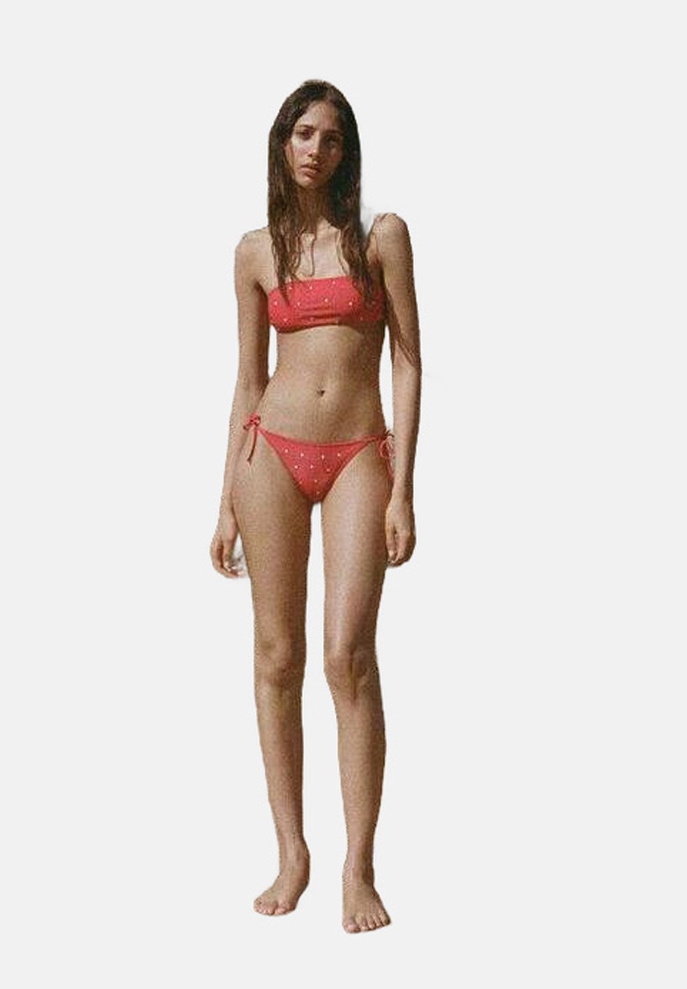 

Верх бикини BANDEAU WITH METALLIC APPLIQUÉ Mango, красный