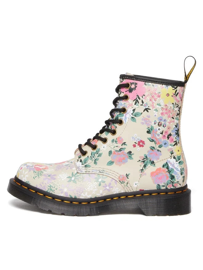 Женские армейские ботинки Dr. Martens 1460 из кожи с цветочным принтом, ботильоны JOBB661, бежевый — фото 2