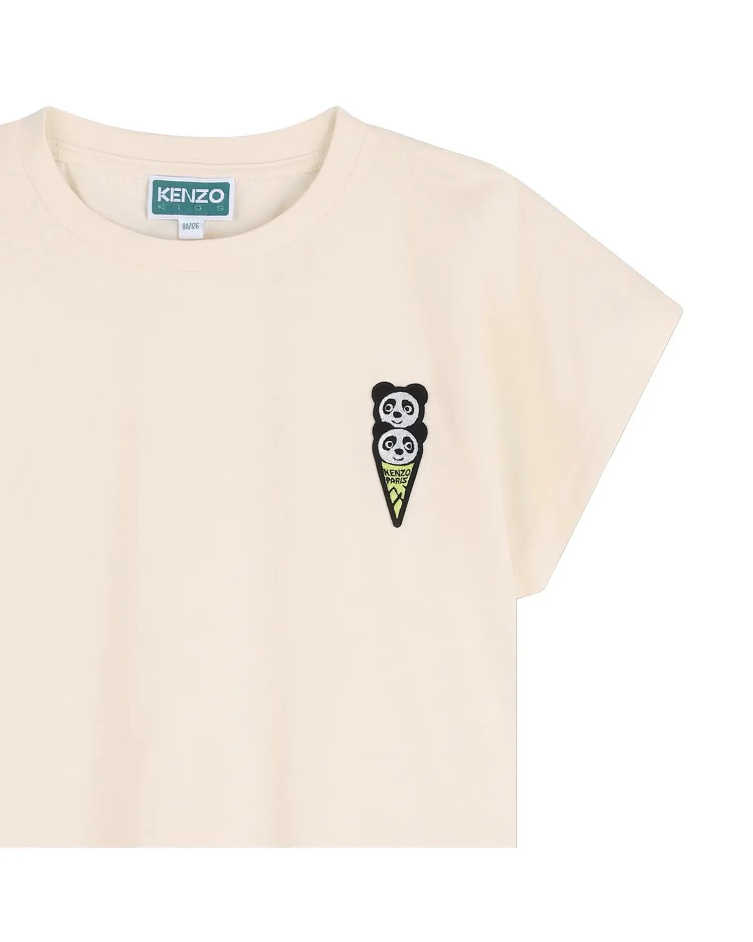 Детская унисекс футболка с коротким рукавом с животным принтом из хлопка Kenzo Kids, Natural — фото 2