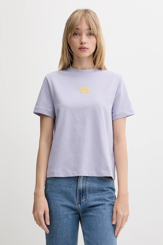 

Хлопковая футболка Calvin Klein Jeans, фиолетовый