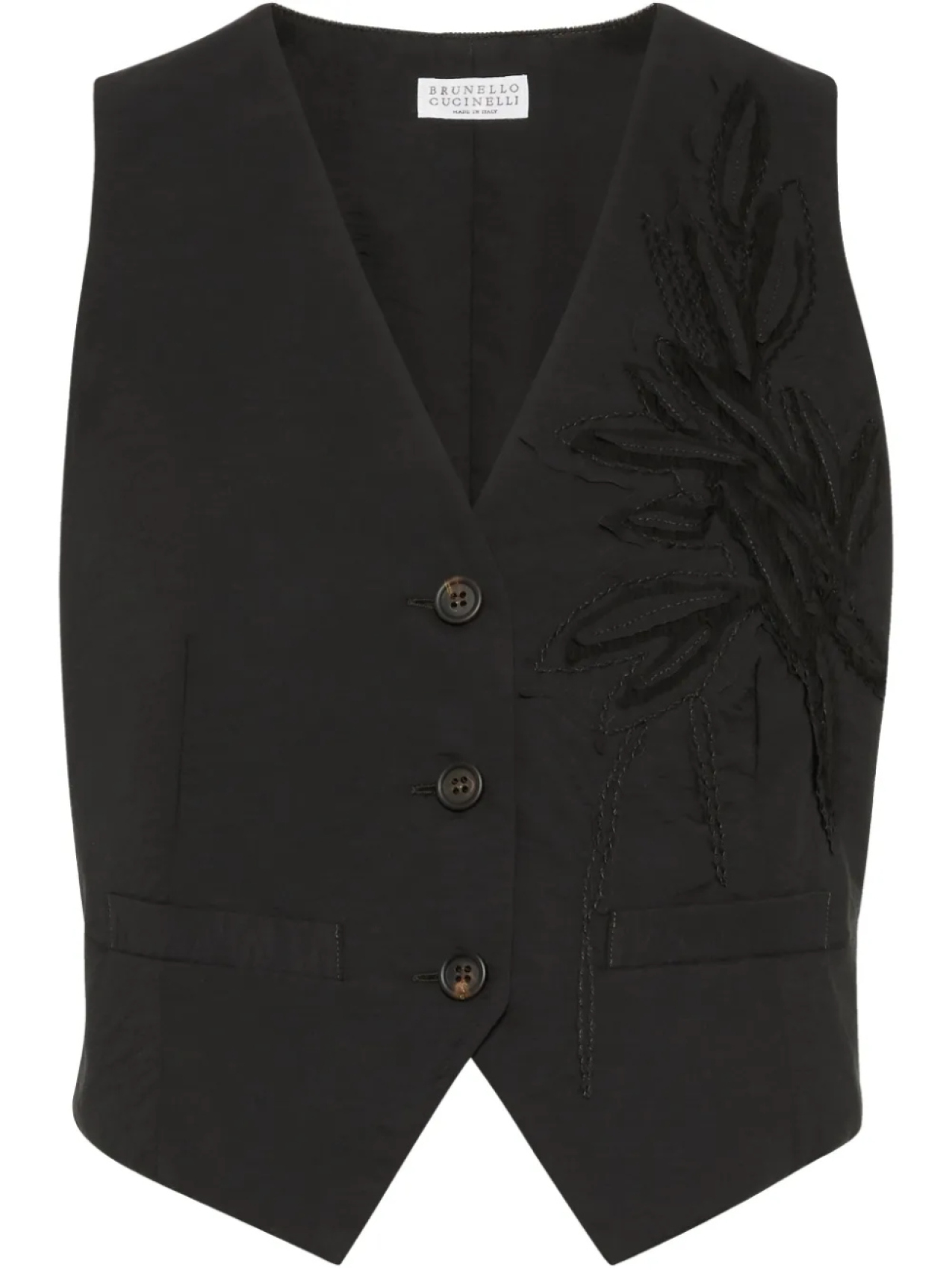

Brunello Cucinelli жилет с аппликацией Herbarium, черный