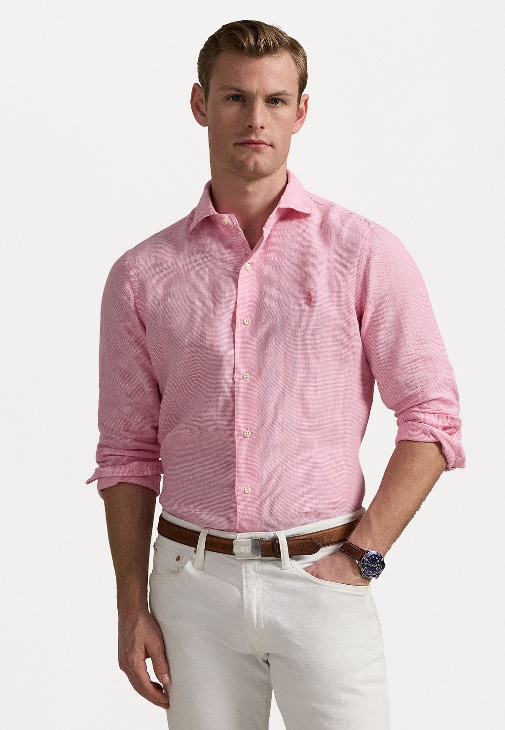 

Рубашка CUSTOM FIT LINEN SHIRT Polo Ralph Lauren, Pink/White
